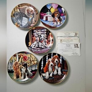 Set of 5 limited edition Love Puppies Plates.